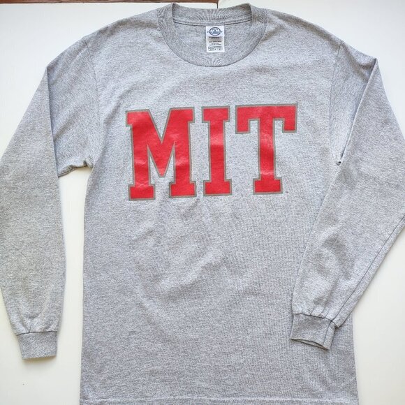 MIT Men's Long Sleeve T-Shirt Crew Neck Size Medium Collegiate Pre-Shrunk - Picture 4 of 8